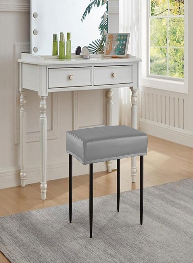 Levoberg Bar Stool Cover Rectangle Waterproof PU Counter Height Barstool Slipcovers Rectangular Vanity Stool Cover Kitchen Counter Saddle Seat Cover for Wooden Metal Bench Set of 4 Dark Gray - Image 3